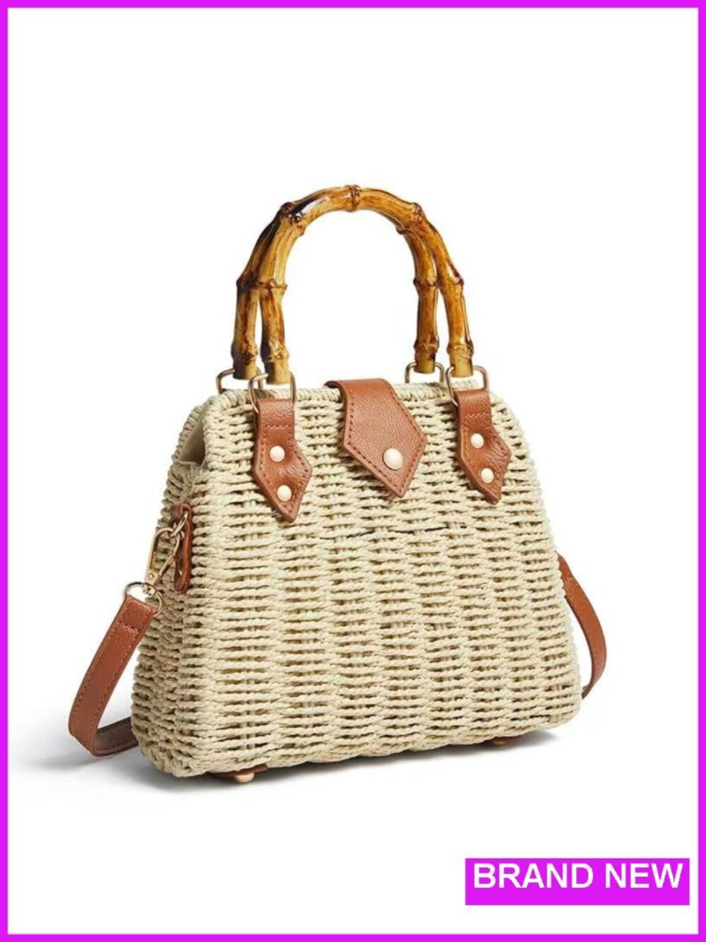 Handwoven Straw Crossbody Bag Boho Beach Summer Bag